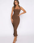 Solid color slit sexy dress-D152