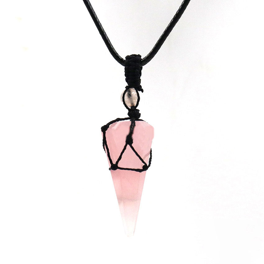 Natural crystal pendant necklace-D693