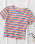 Rainbow Stripe Cropped Top-D750