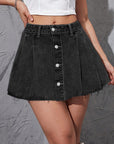 Vintage Denim Pleated Skirt-D843