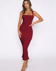 Solid color slit sexy dress-D152