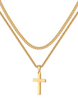 Double cross silver chain-D697