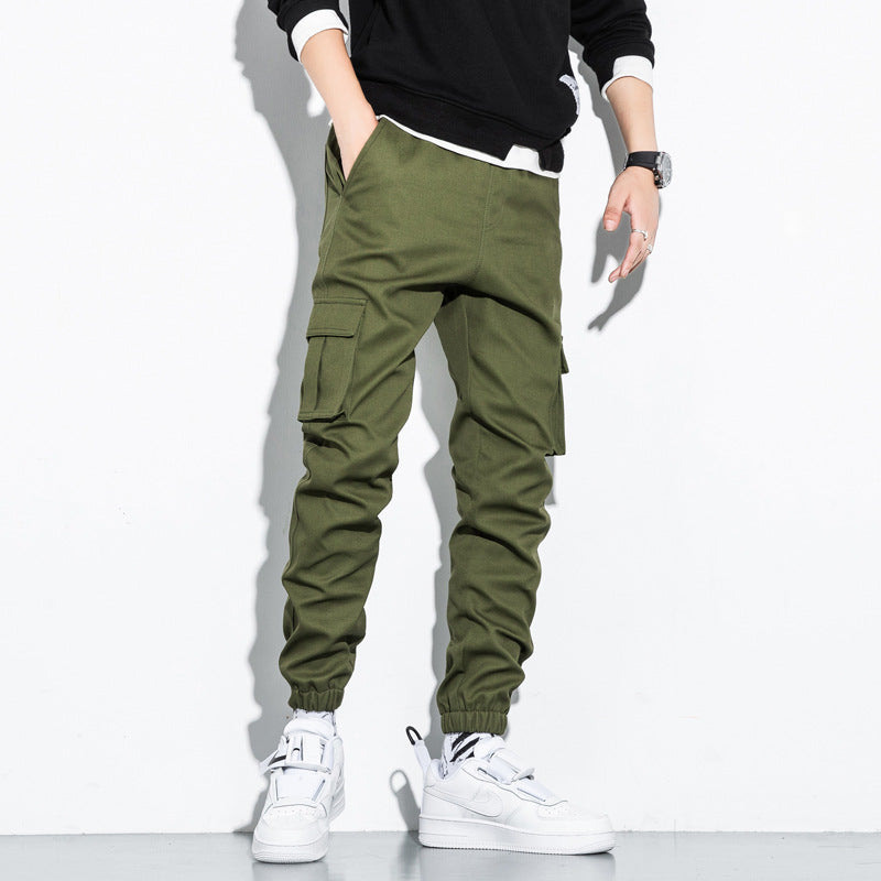 Trendy multi-pocket pants-D412