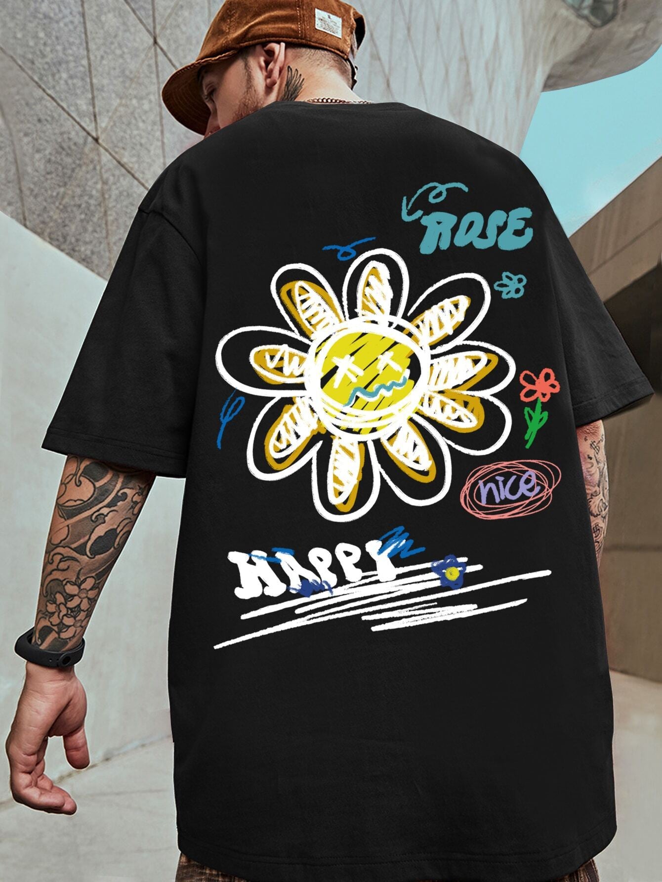 Trendy print T-shirt-D441