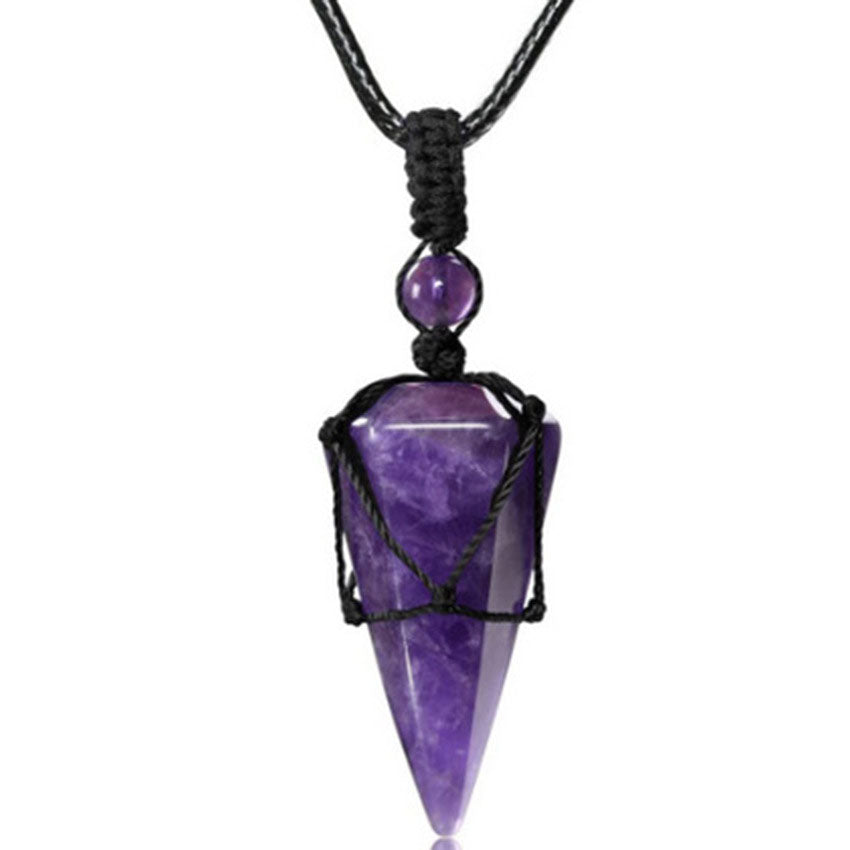 Natural crystal pendant necklace-D693