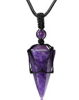 Natural crystal pendant necklace-D693