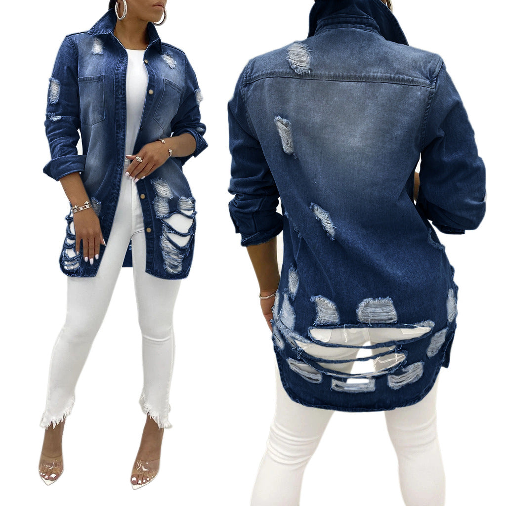 Long denim jacket-D691