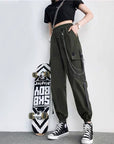 Slim high-waist pants-D322
