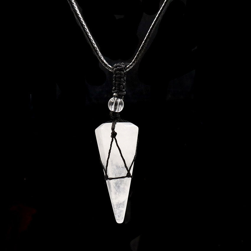 Natural crystal pendant necklace-D693