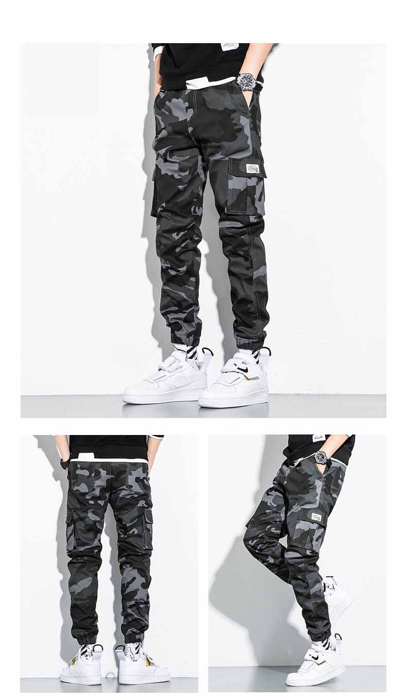 Trendy multi-pocket pants-D412