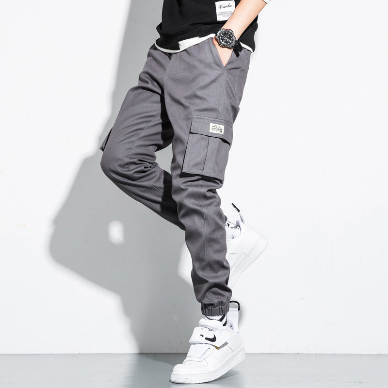 Trendy multi-pocket pants-D412