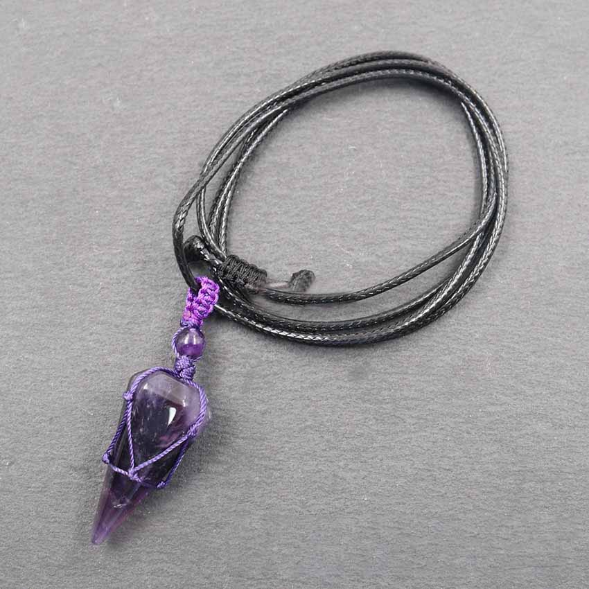 Natural crystal pendant necklace-D693