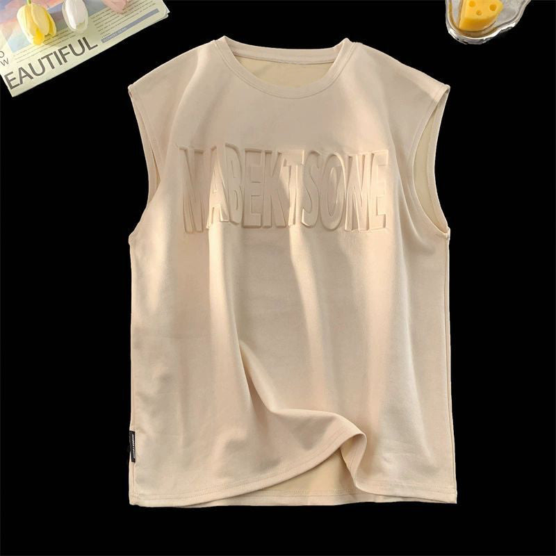Suede lettering vest -D519