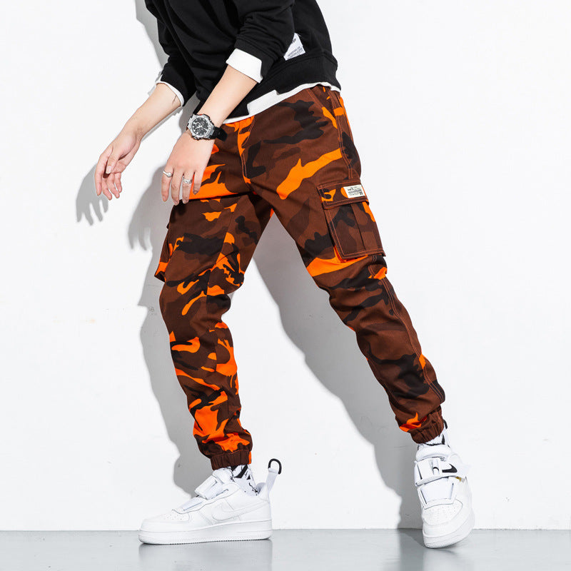 Trendy multi-pocket pants-D412