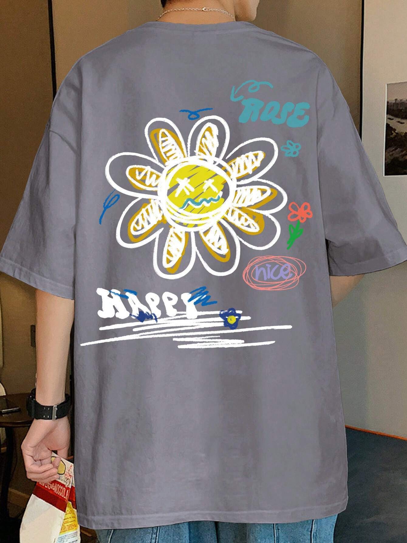 Trendy print T-shirt-D441