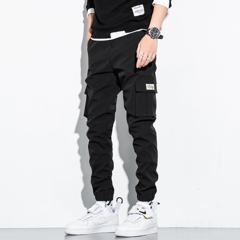 Trendy multi-pocket pants-D412