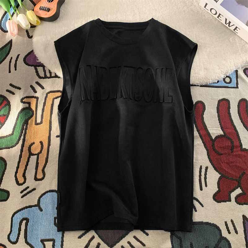 Suede lettering vest -D519