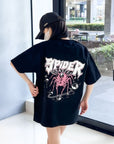 Black spider web print TEE-D385
