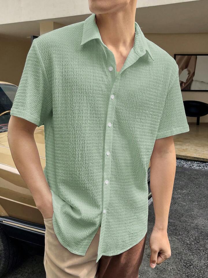 Solid color casual shirt-D599