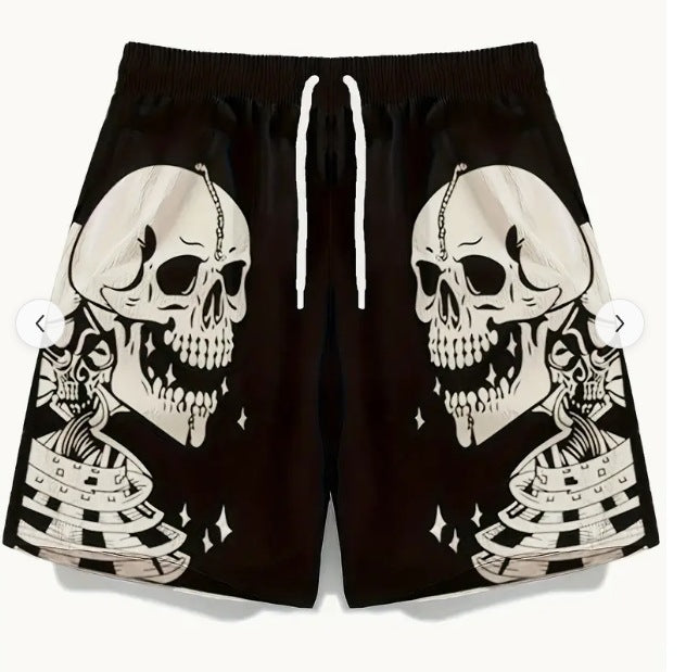 Skeleton finger &amp; paisley pattern shorts-D773
