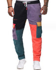 Corduroy patchwork pants-D169
