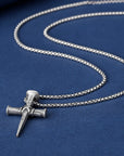 Silver cross chain-D701