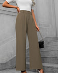 Solid color straight leg pants-D117