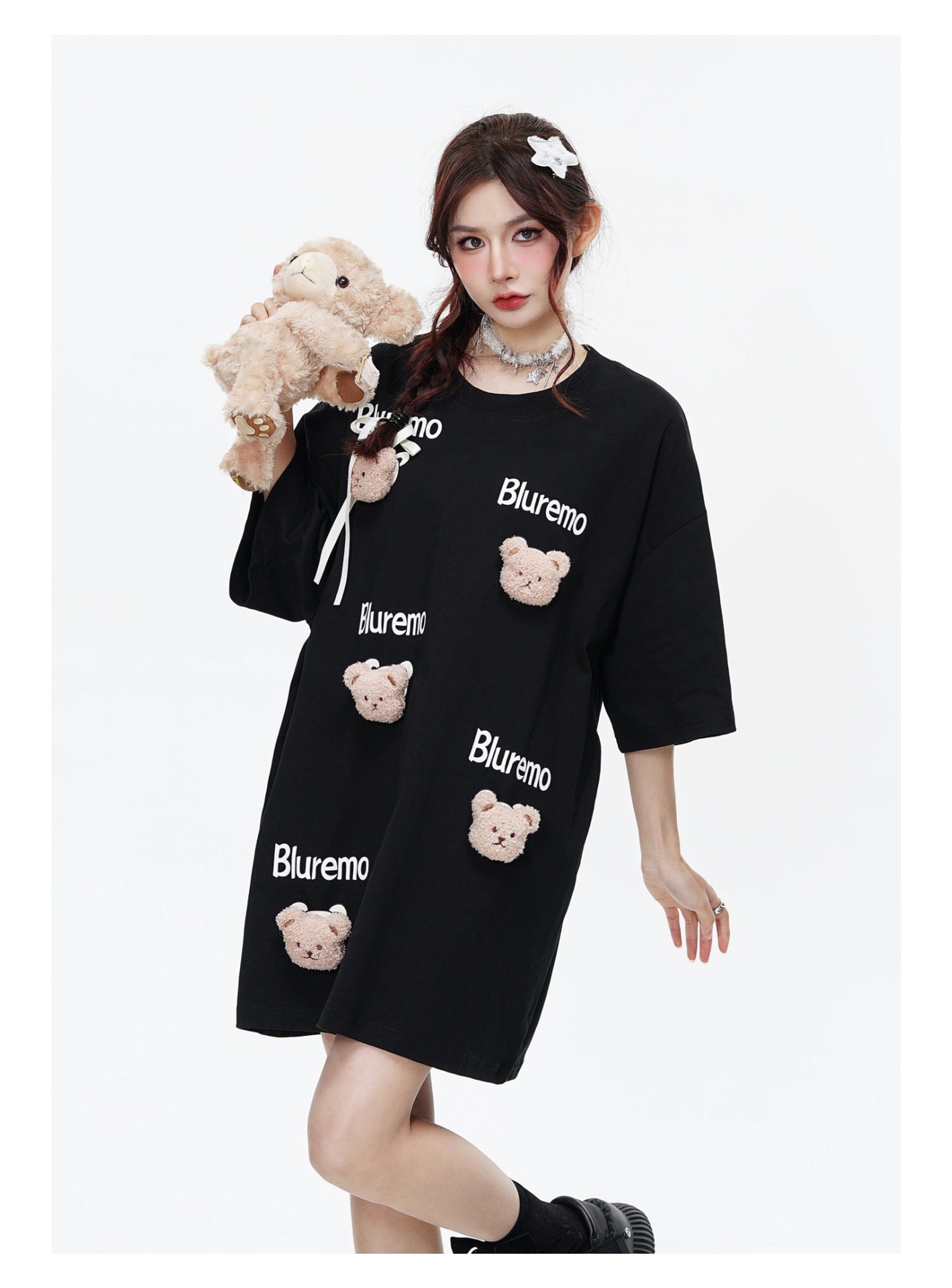 Cartoon bear letter print TEE-D515