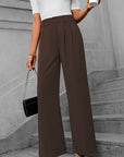 Solid color straight leg pants-D117