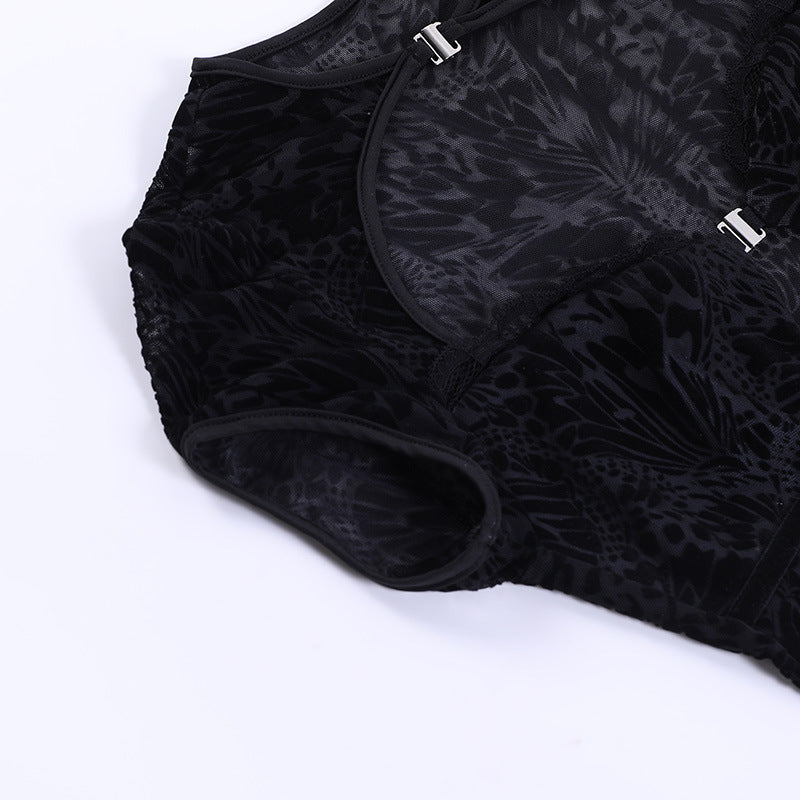 Black jacquard top-D54