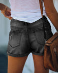 Ripped hem denim shorts-D133