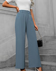 Solid color straight leg pants-D117