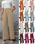 Solid color straight leg pants-D117