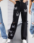 Butterfly print jeans-D94
