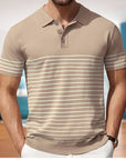 Business stripe fitted polo-D203