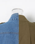Color contrast patchwork denim jacket-D357