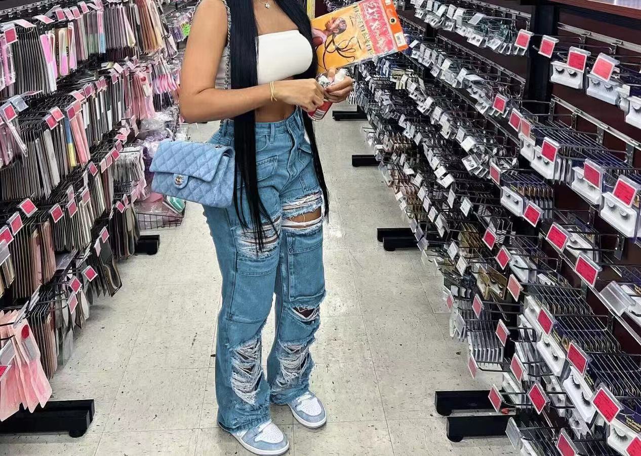 Casual ripped jeans-D579