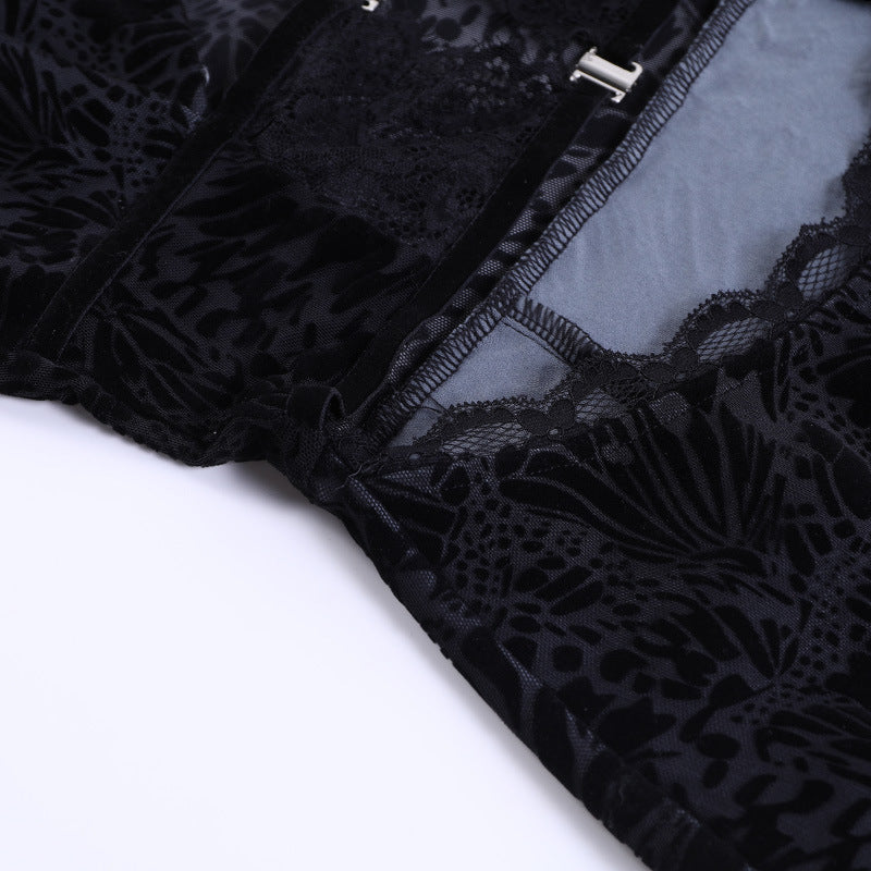 Black jacquard top-D54