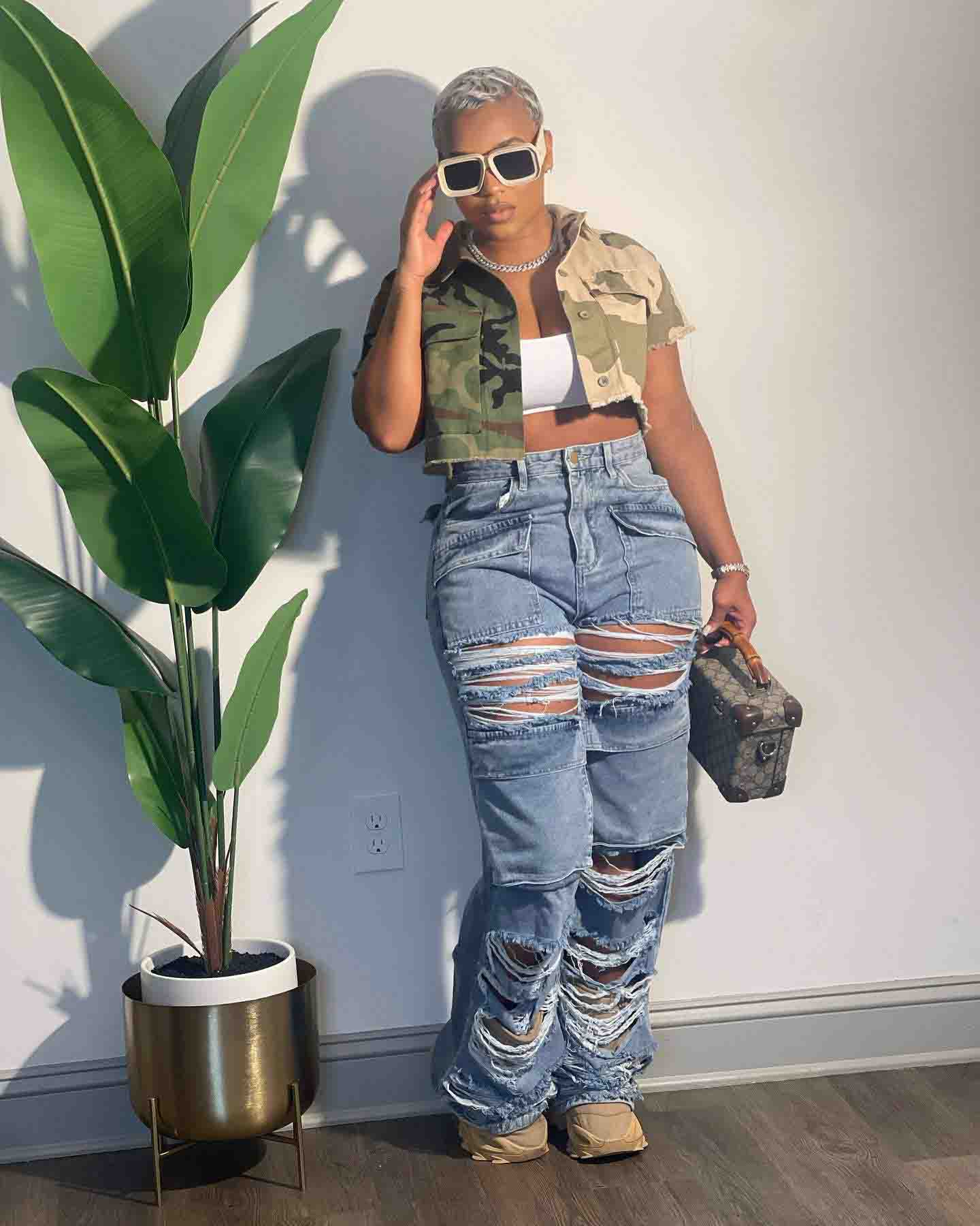 Casual ripped jeans-D579