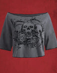 Skull patterned dropped-shoulder TEE-D447