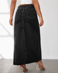 High slit denim skirt-D814