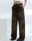 Vintage leopard print hip-hop jeans-D413