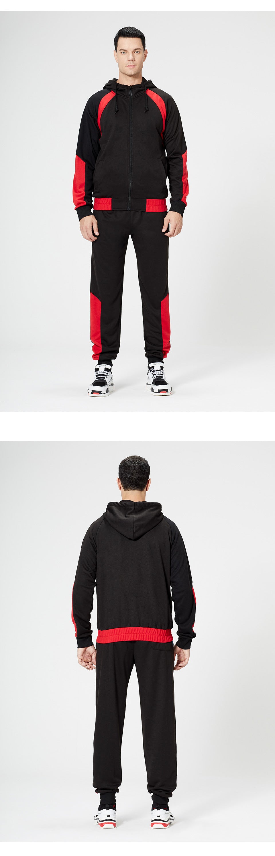 Loose color blocking sweatshirt suit-D462