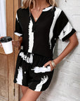 Black/white button suit-D671