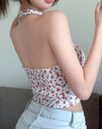 Small floral backless vest-D793