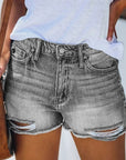 Summer ripped denim shorts-D135