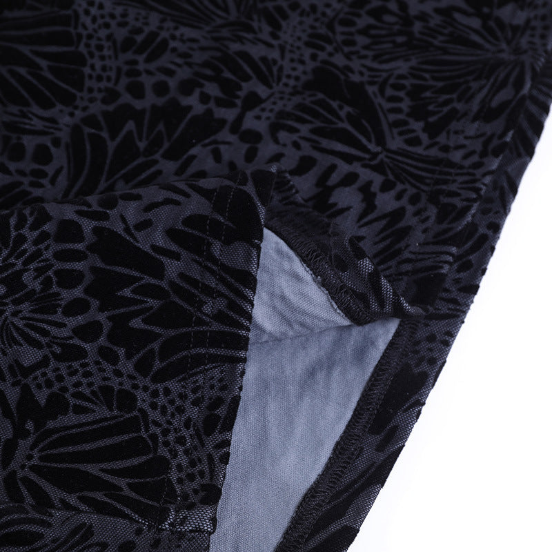 Black jacquard top-D54