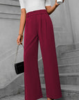 Solid color straight leg pants-D117