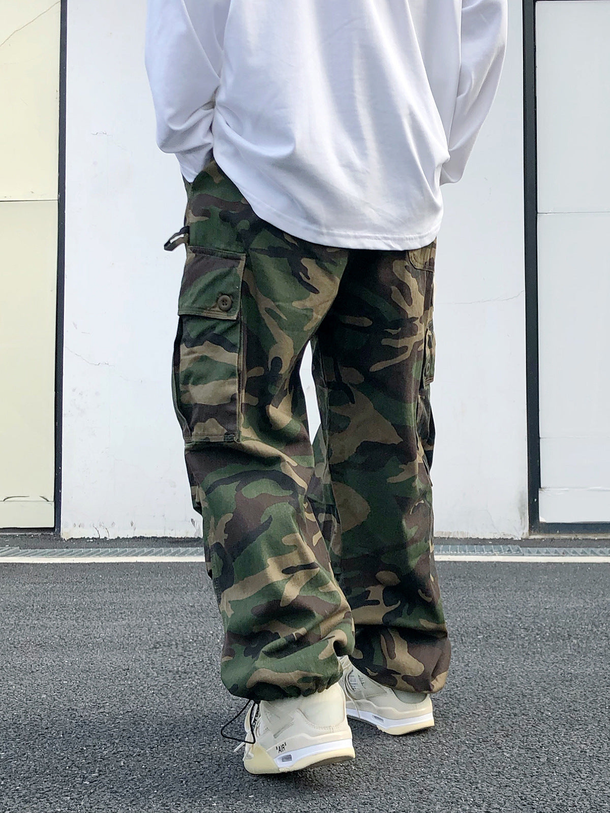 Drawstring camouflage pants oversize-D39