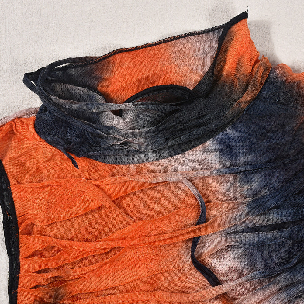 Tassel tie-dye miniskirt-D40